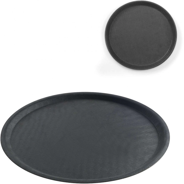 Anti-slip waiter tray, round, diameter. 50cm black - Hendi 508787