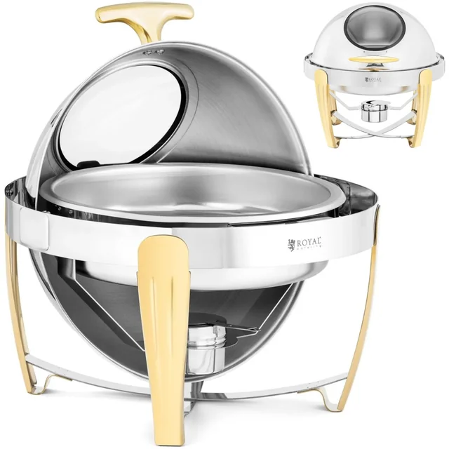 Apaļš bain-marie sildītājs makaronu ēdieniem ar rolltop vāku, 6 l