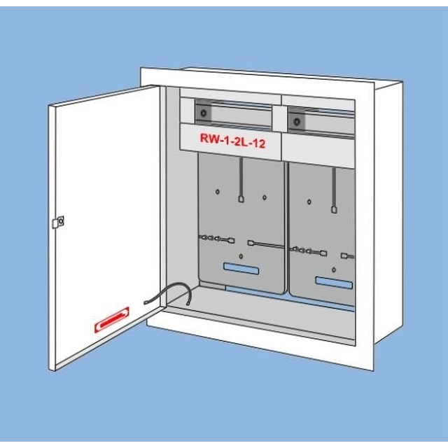 Aparatură de distribuție încastratăRW-1-2L-12, loc pentru 2 contoare 1F și 2x6 protectie de tip s