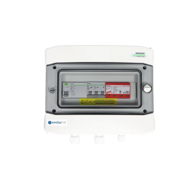 Aparelhagem hermética EMITER com pára-raios CA tipo 1+2, B20A 3F, diferenças 40A/300mA