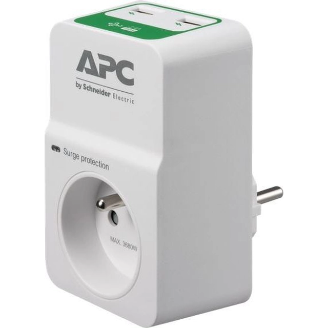 APC Essential liigpingekaitse toiteriba 1 pesa 2xUSB valge (PM1WU2-FR)