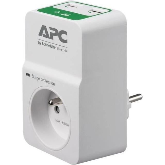 APC Essential surge protection power strip 1 socket 2xUSB white (PM1WU2-FR)