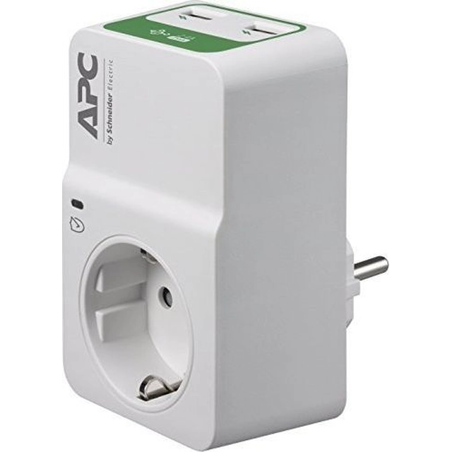 APC Essential surge protection power strip 1 socket 2xUSB white (PM1WU2-GR)