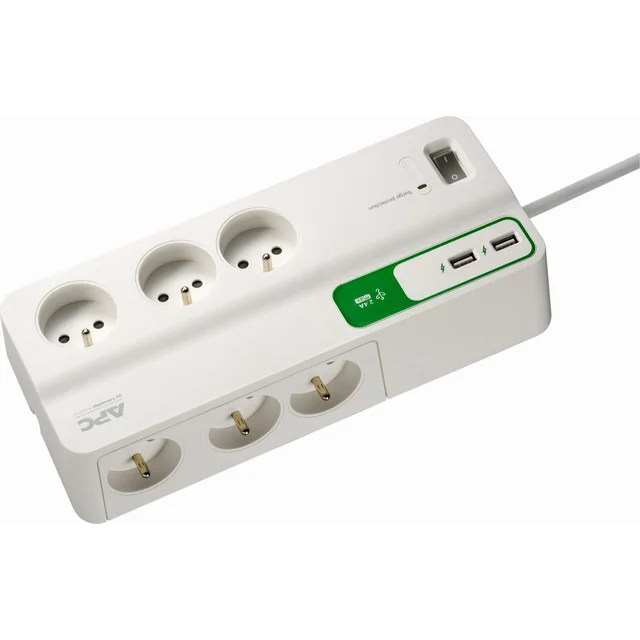 APC Essential surge protection power strip 6 sockets 2 m white (PM6U-FR)