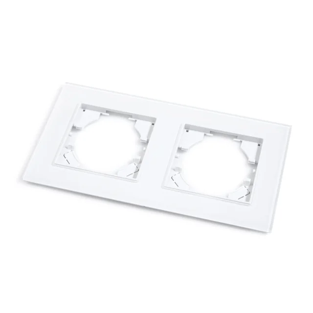 APPIO Rámček zásuvkový dvojnásobný sklenený - biely