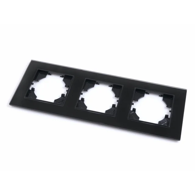 APPIO Rámček zásuvkový trojnásobný sklenený - čierny