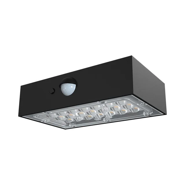 Appliques solaires murales - Capteur - IP65 - Corps noir - 3 Watts - 350 Lumens - 4000K+3000K