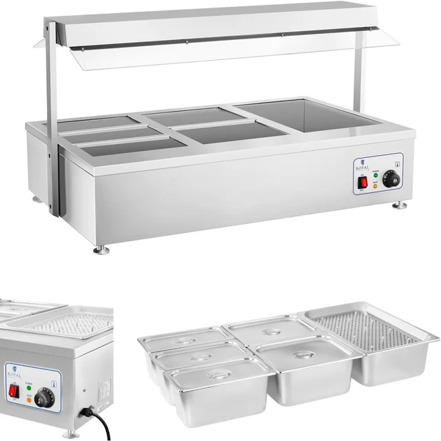 Aquecedor de banho-maria seco sem água 6 x GN 150mm 55L Royal Catering