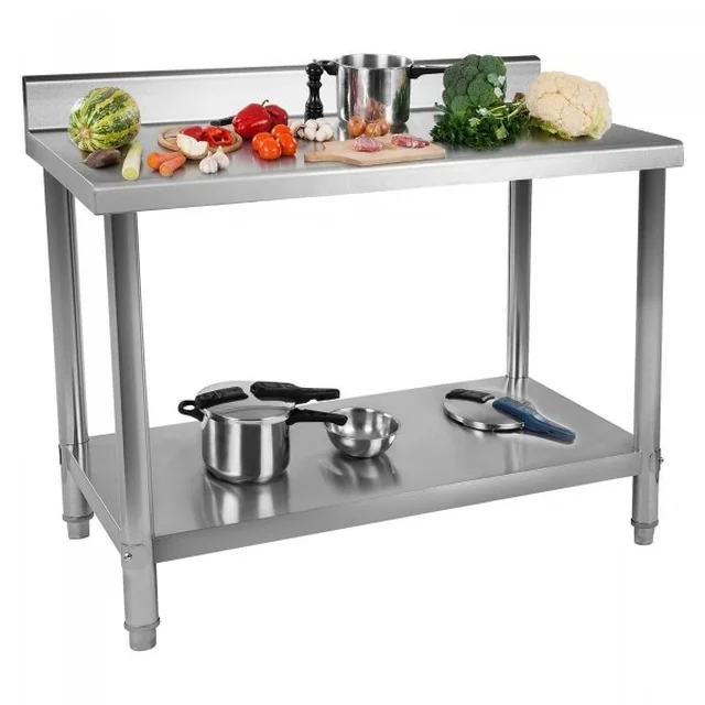 Arbeitstisch - 100 x 60 cm - Edelstahl - Kante ROYAL CATERING 10010492 RCAT-100/60-S