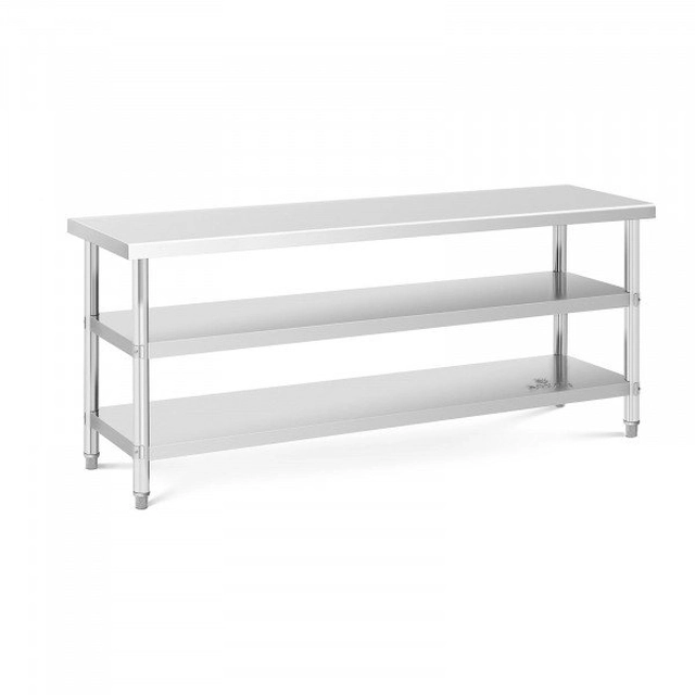 Arbeitstisch - 200 x 60 x 5 cm - 231 kg - 2 Regale - Royal Catering ROYAL CATERING 10012663 RCAT-200/60-PS3SH