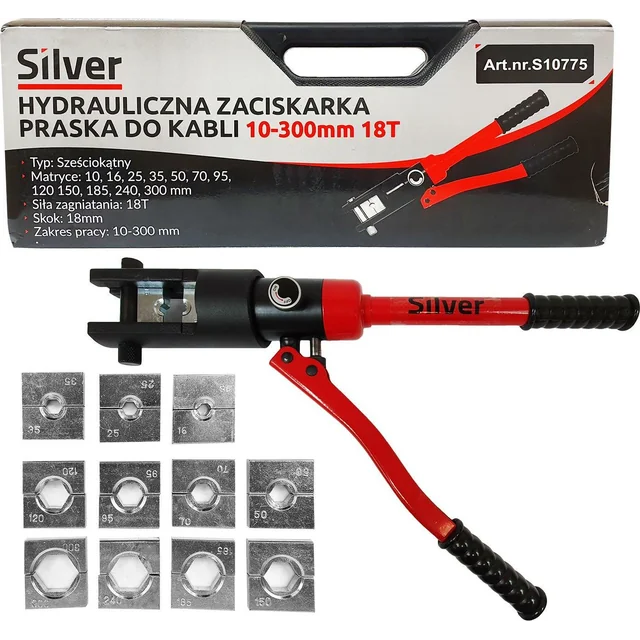 Argento PINZA IDRAULICA PER CAVI 10-300mm 18 TON /SILVER EX10775