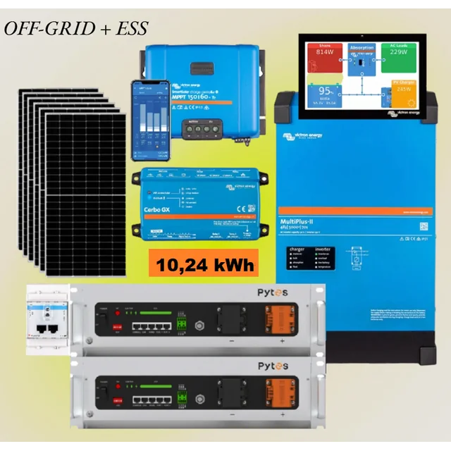 Armazenamento de energia monofásico 5kVA/10,24kWh + 3kW PV ON/OFF-GRID - SISTEMA PRONTO PARA CASA E EMPRESAS