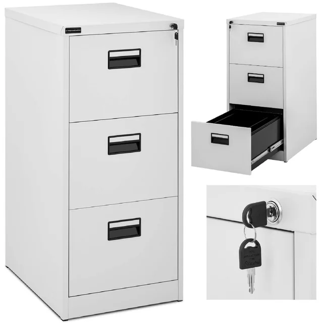 Armoire de bureau pour documents et dossiers avec 3 tiroirs, métal 47 x 60 x 101.5 cm
