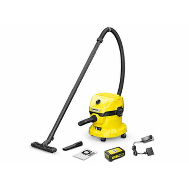 Aspirateur sans fil Karcher WD 2-18 18 V | 12 l | L| Balai de charbon | 1 x 2,5 Ah batterie + chargeur