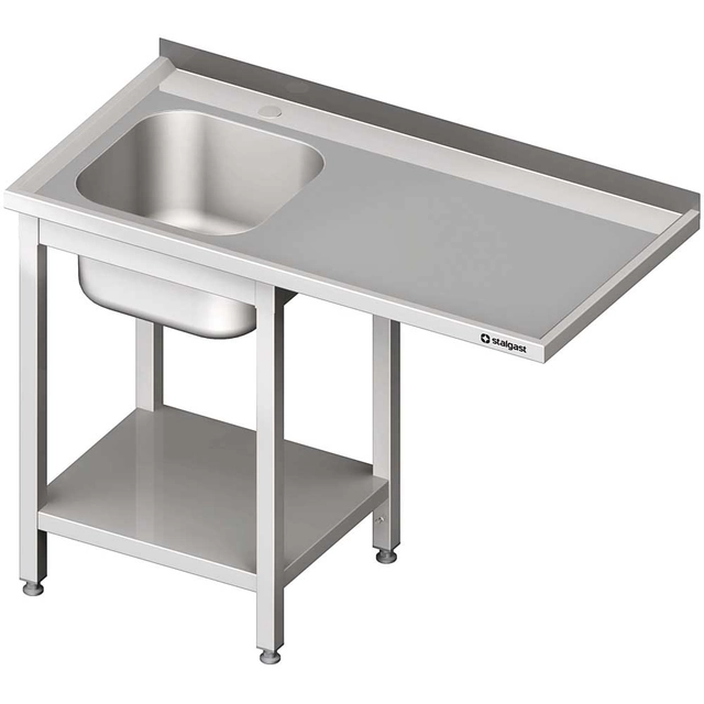 Asztal mosogatóval 1-kom.(L) és hely hűtőnek vagy mosogatógépnek 1600x600x900 mm hegesztett