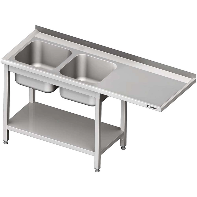 Asztal mosogatóval 2-kom.(L) és hely a hűtőnek vagy a mosogatógépnek 1600x700x900 mm