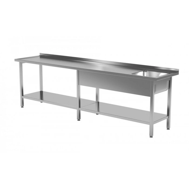 Asztal mosogatóval és polccal - rekesz a jobb oldalon 2500 x 700 x 850 mm POLGAST 212257-6-P 212257-6-P