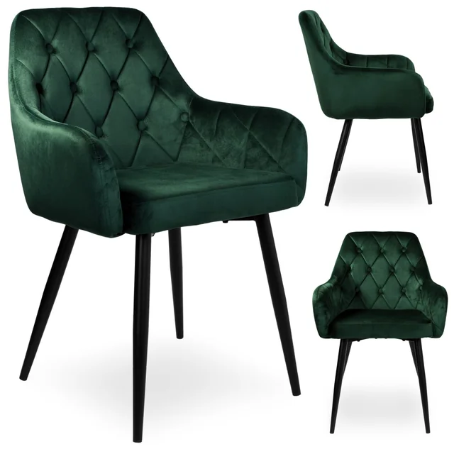 ATLANTA Chaise velours velours Vert foncé