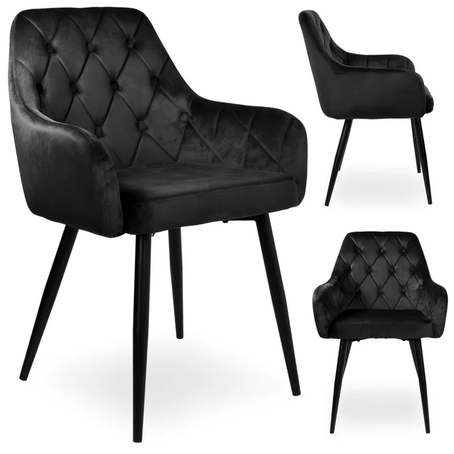 ATLANTA Velours Chaise en velours noir