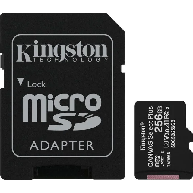 ATMIŅAS MICRO SDXC 256GB UHS-I/W/ADAPTERIS SDCS2/256GB KINGSTON