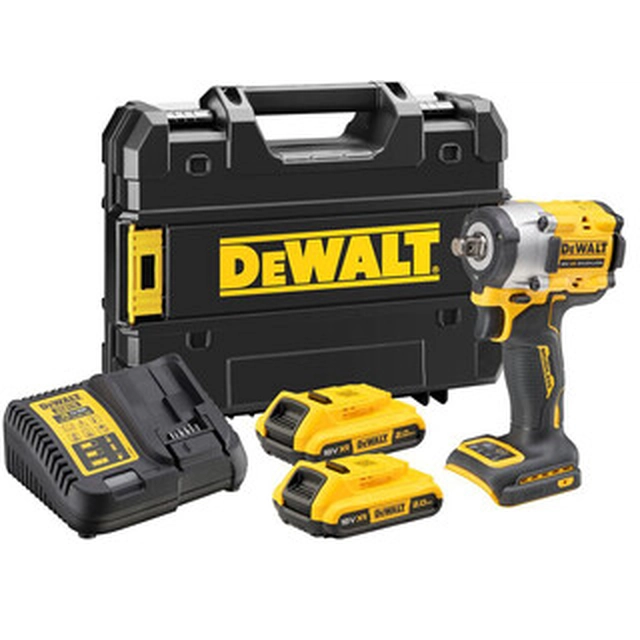 Atornillador de impacto inalámbrico DeWalt DCF921D2T-QW 18 V | 406 Nm | 1/2 pulgadas | Carbón sin escobillas | Batería 2 x 2 Ah + cargador | TSTAK en una maleta