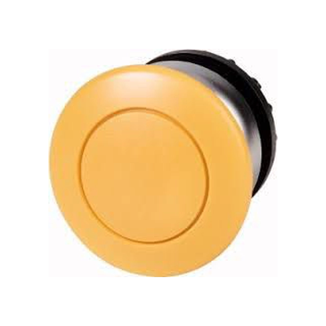 Atuador de botão cogumelo amarelo Eaton com retorno por mola M22-DP-Y (216718)