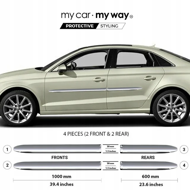 Audi A3 Sedan 8VS, 8VM CHROME Strips Protective Doors