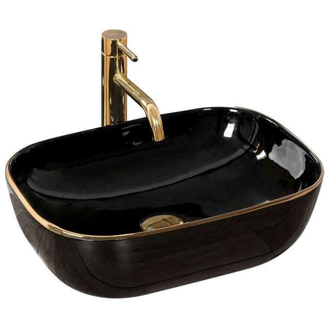 Aufsatzwaschbecken Rea Belinda Black / Gold Edge