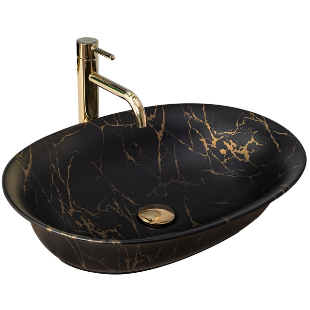 Aufsatzwaschbecken Rea Roma Black Marble Matt