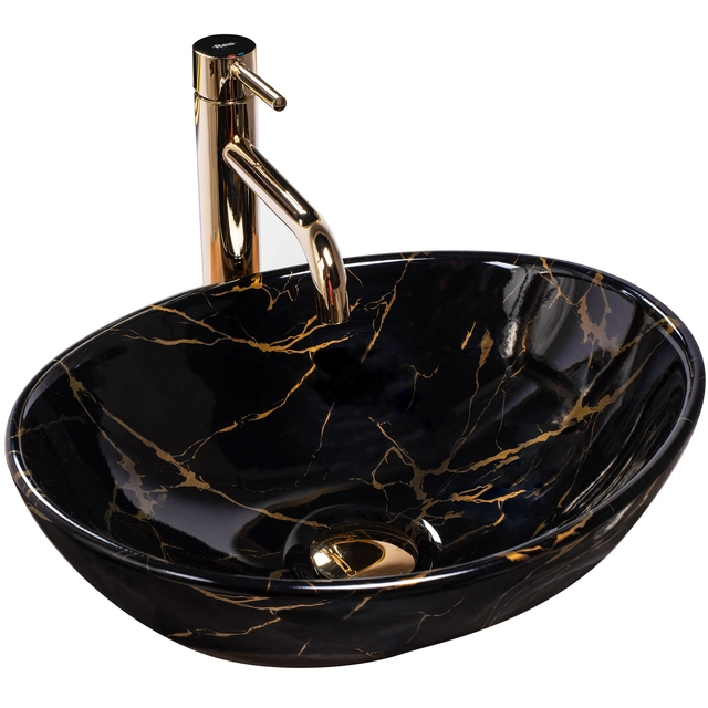 Aufsatzwaschbecken Rea Sofia Black Marble Shiny