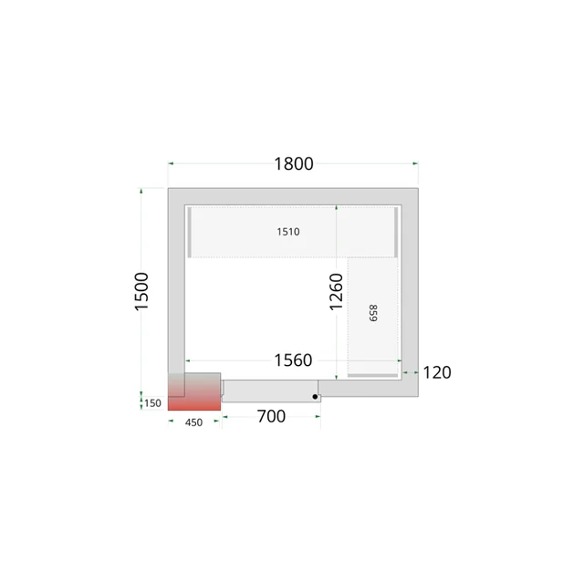 Aukstās telpas paneļi 120 mm CR 180x150x220