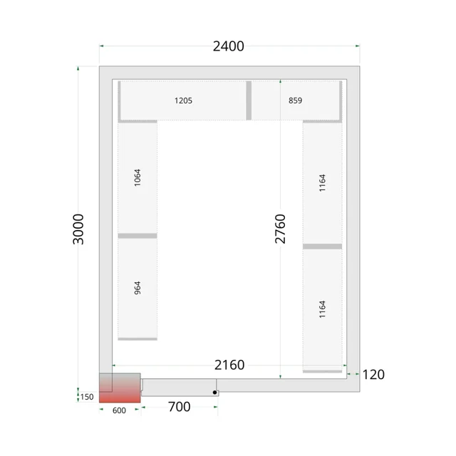 Aukstās telpas paneļi 120 mm CR 240x300x220