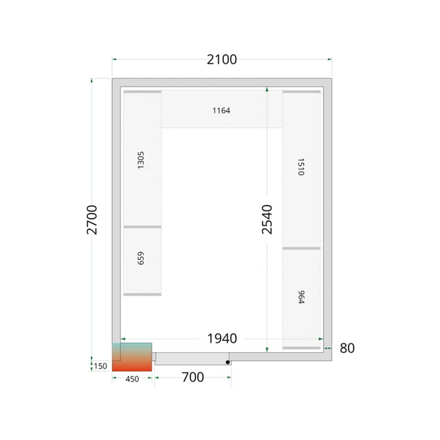 Aukstās telpas paneļi 80 mm CR 210x270x220