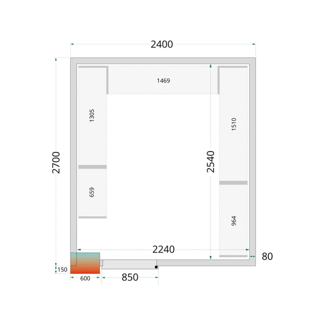 Aukstās telpas paneļi 80 mm CR 240x270x220 WD