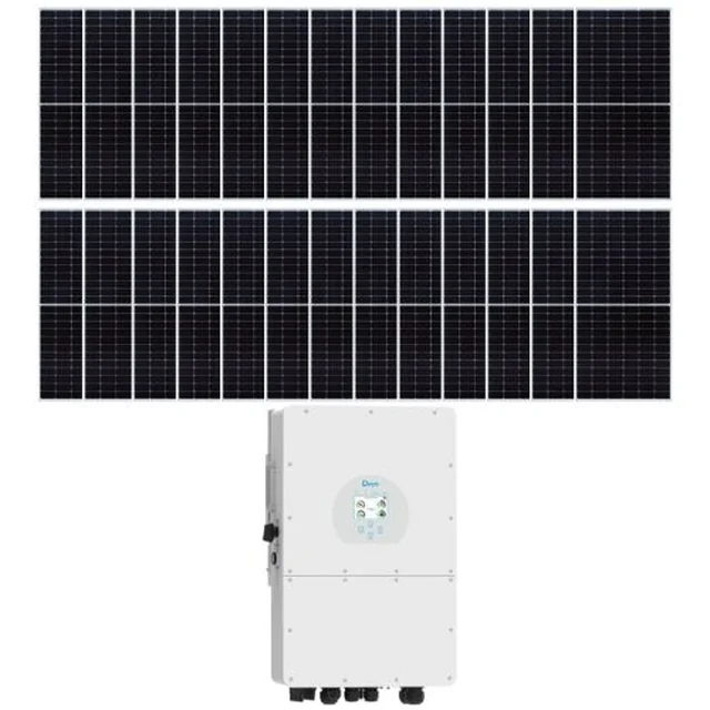 Aukštos įtampos fotovoltinis rinkinys 15kW, Trifazis hibridinis keitiklis BMS DEYE SUN-15K-SG01HP3-EU-AM2, 28 plokštės 550W Vendato Solar