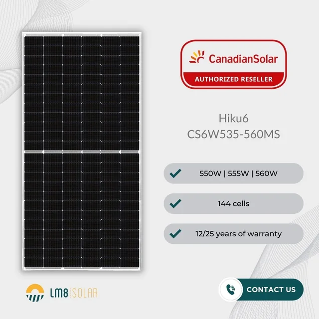 Aurinkosähkömoduuli Canadian Solar CS6W-555W-Silver