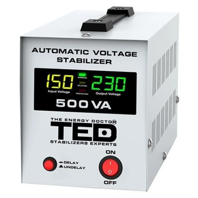 Automaattinen jännitteen stabilointi AVR 500VA LCD - TED AVR500L