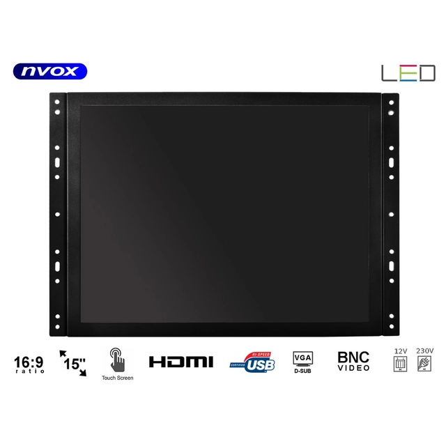 Avatud raami puuteekraani LED 15cali VGA HDMI BNC 12v 230v