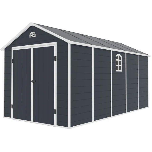 AVE J tool house, 239 x 456 x 242 cm, dark gray