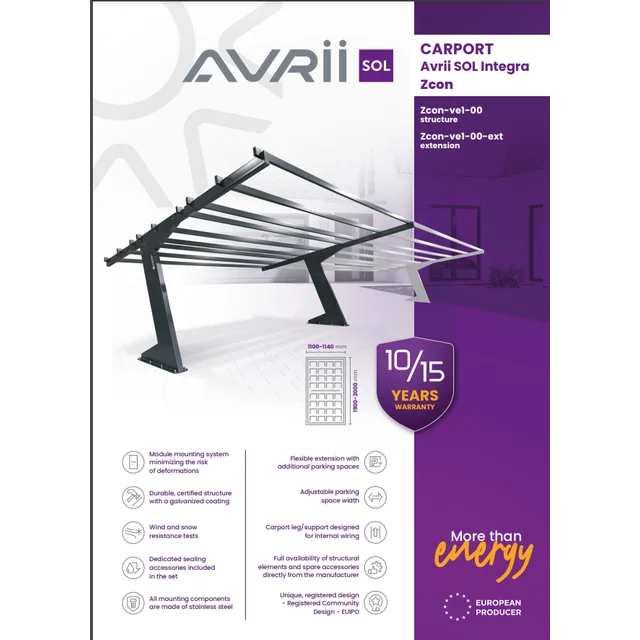 AVS-CAR-ZVE100 CARPORT Avrii SOL Integra Zcon Construction