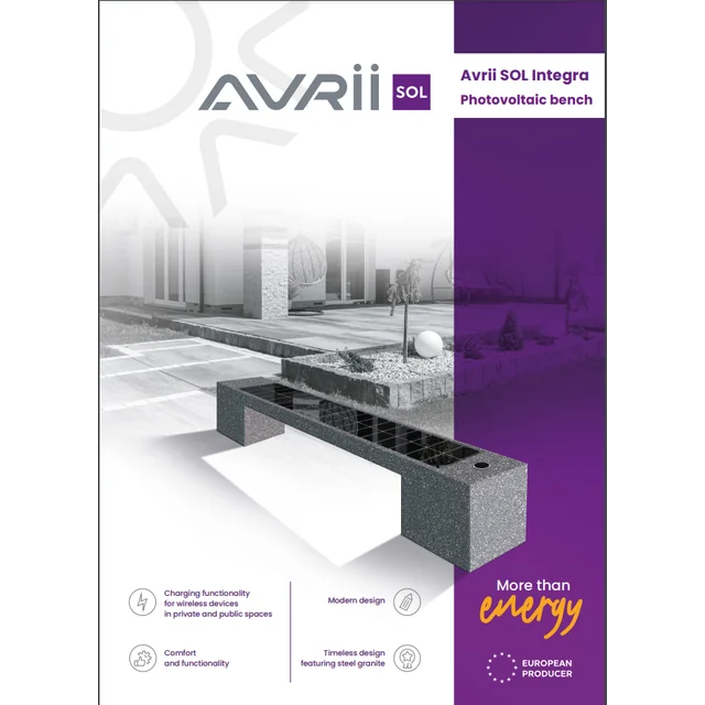 AVS-LAW-01 Banc photovoltaïque Avrii SOL Integra – granit foncé