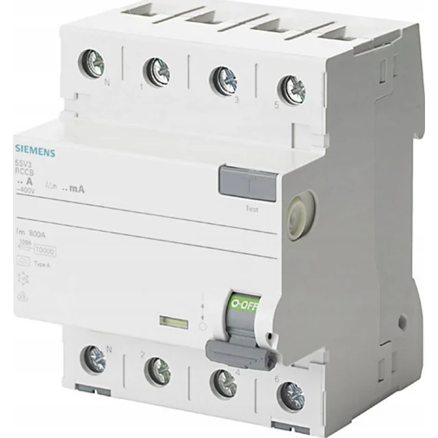 Автоматичний вимикач дифференційного струму Siemens SENTRON Тип A IN=25A 3+N 30MA 400V 4MM N-лівий