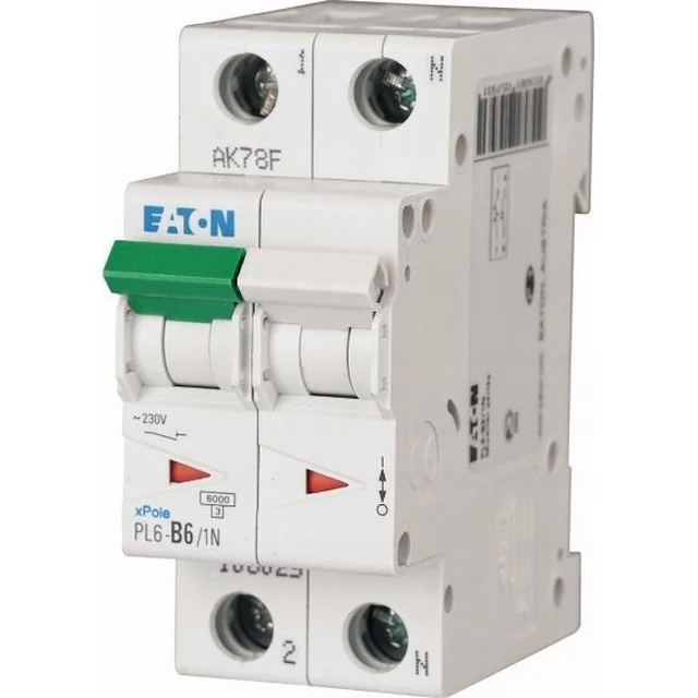 Автоматичний вимикач Eaton 1P+N D 25A 6kA AC PL6-D25/1N 164945