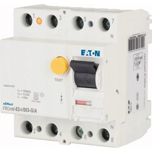 Автоматичний вимикач захисного відключення Eaton 4P 63A 0,03A тип G/A 10kA FRCMM FRCMM-63/4/003-G/A 170296