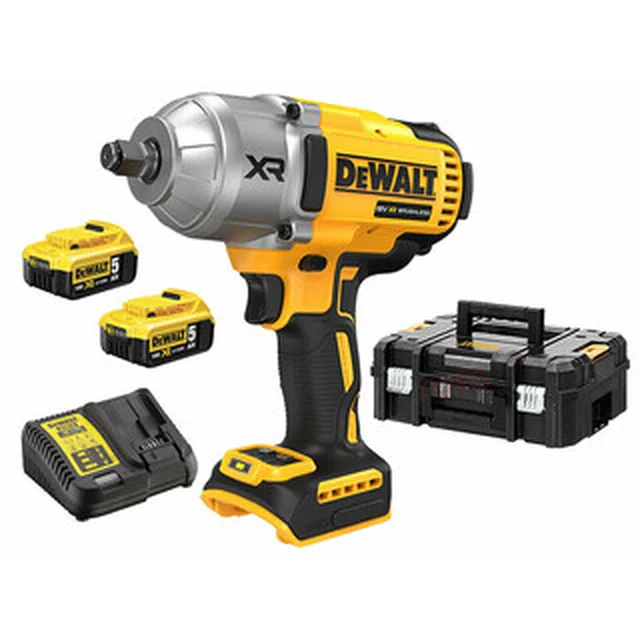 Avvitatore a percussione a batteria DeWalt DCF900P2T-QW 18 V | 1396 Nm | 1/2 pollici | Senza spazzole in carbonio | Batteria 2 x 5 Ah + caricabatteria | TSTAK in una valigia