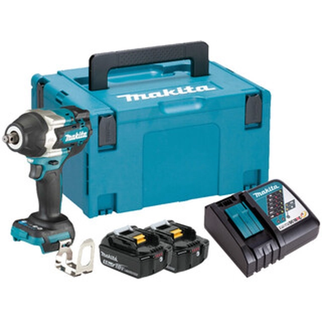 Avvitatore a percussione a batteria Makita DTW700RTJ 18 V | 700 Nm | 1/2 pollici | Senza spazzole in carbonio | Batteria 2 x 5 Ah + caricabatteria | nel MakPac