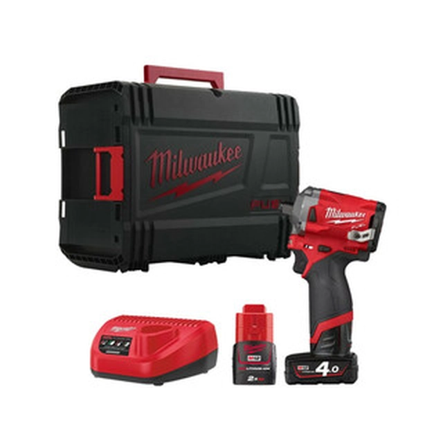 Avvitatore a percussione a batteria Milwaukee M12 FIWF12-422X 12 V | 339 Nm | 1/2 pollici | Senza spazzole in carbonio | Batteria 2 Ah + batteria 4 Ah + caricabatteria | In custodia resistente