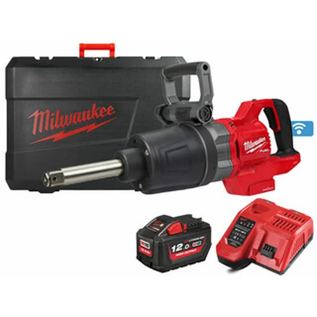 Avvitatore a percussione a batteria Milwaukee M18 ONEFHIWF1D-121C 18 V | 1180 Nm/1254 Nm/1966 Nm/2576 Nm | 1 pollici | Senza spazzole in carbonio | Batteria 1 x 12 Ah + caricabatteria | In una valigia