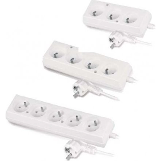 AWTools white home extension cord 5 sockets 1,5m with grounding (AW24630)