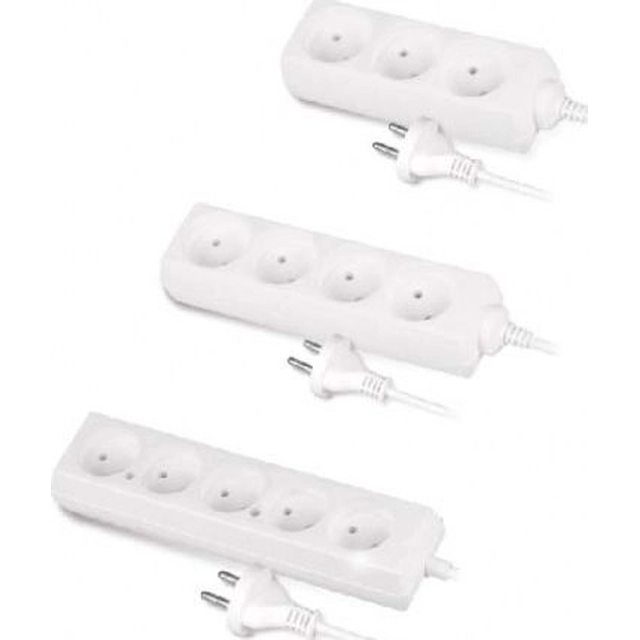 AWTools white home extension cord without grounding 5 sockets 5.0m (AW24612)